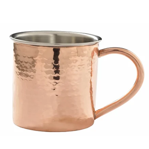 Mug en cuivre martelé avec intérieur en acier inoxydable et forme arrondie pour la table à la maison, vaisselle et service - Product Image 1