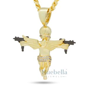 Dual Uzi Angel 925 collar de lujo de plata Iced Bling Moissanite colgantes diseño único chapado en oro Hip Hop declaración fiestas - Product Image 2