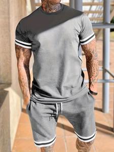 Conjunto Deportivo Casual de Verano para Hombre, 2 Piezas, Camiseta de Manga Corta y Pantalones Cortos, Diseño Sólido, Transpirable, Colores Personalizables - Product Image 2