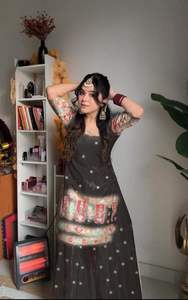 ชุดชาราราอินเดียแบบพรีเมี่ยมสีแดงสำหรับผู้หญิงชุดปาร์ตี้งานแต่งปักลายเทศกาลงานแต่งพร้อมพลาโซและ Dupatta - Product Image 6