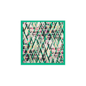 Green Polyester Twill <b>Square</b> <b>Scarf</b> with Geometric Pattern - Product Image 1