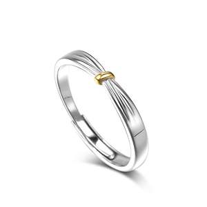 Bague pour femme Jeulia Lover Knot bicolore réglable en argent sterling - Product Image 2