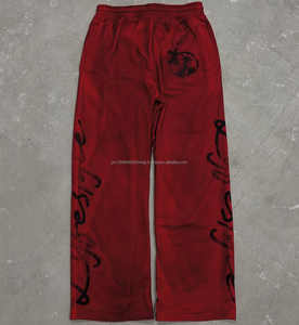 2025 Vintage multicolor Flare pantalones de chándal LOGO personalizado Streetwear 100% algodón orgánico lavado ácido Flare pantalones de chándal para hombres - Product Image 2