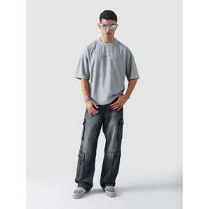 Tissu en jersey 100% coton gris ardoise lavé, respirant et confortable - Product Image 6