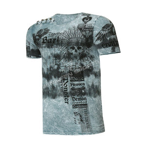 Camiseta de Hombre 100% Algodón, Lavada con Ácido, con Logotipo Personalizado, Diseño Impreso por Transferencia de Calor, 240 Gramos, Transpirable y de Secado Rápido - Product Image 2