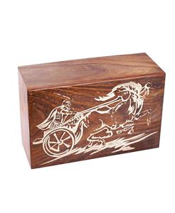 Handcrafted ยุคกลางโบราณกรีกไม้เผาศพ Urns สําหรับเถ้ามนุษย์ผู้ใหญ่ขนาดใหญ่ - นักรบโลงศพ Urn (ม้าวิ่ง) - Product Image 3