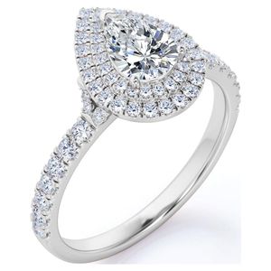 แหวนหมั้นเพชรโมอิสคู่รูปลูกแพร์18K ชุบทองขาว18K ได้รับการรับรอง - Product Image 2