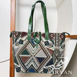 Nouveau best-seller Sacs fourre-tout en cuir véritable Jacquard faits à la main Nouveaux sacs à provisions élégants vintage Produits en vrac bon marché - Product Image 1