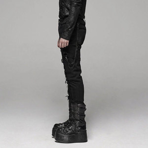 Pantalones Largos Góticos Negros Punk para Hombre, Pantalones Casuales de Tela Elástica, Ropa de Calle 2026 - Product Image 2