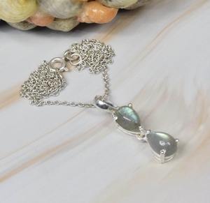 Labradorite Gemstone <b>Simple</b> Design 925 Sterling Silver <b>Gold</b> Plated <b>Necklace</b> Pendant Perfect Wedding & Anniversary Gift Jewelry - Product Image 3