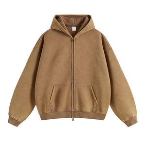 Acid Washed Effect algodón mezclado Precio razonable Material transpirable Color sólido Sudadera con capucha para la venta - Product Image 2