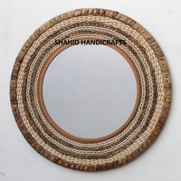 Nouveau design, miroir mural rond de style traditionnel de luxe, fait main en fer/rotin, écologique, pour mariage, bar mitzvah, décoration de la maison