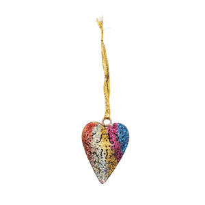 Adorno de Navidad colgante en forma de corazón con purpurina Multicolor, decoración de Metal para árbol de vacaciones, decoración festiva para el hogar, pieza de regalo - Product Image 1
