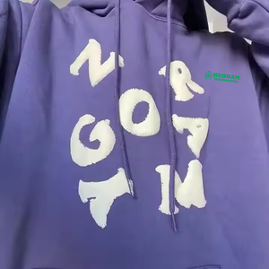 Nouveau design de sweat à capuche à manches régulières, 350 GSM, en molleton français épais, broderie unie 3D, 100% coton, écologique - Product Image 3