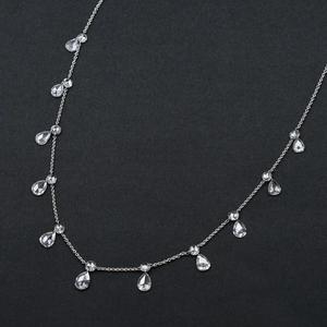 Collier en argent sterling 925 percé flottant blanc diamant rose coupe poire Briolette perle réglable lien chaîne certificat IGI - Product Image 1