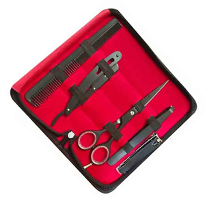 Kit de ciseaux de barbier de couleur noire, rasoir de barbier personnalisé et ciseaux à effiler, ciseaux en acier inoxydable de 5,5 pouces - Product Image 4