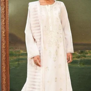 Style indien pakistanais dames costume de broderie décontracté prêt à porter chemise longue avec bas et Dupatta à vendre - Product Image 6