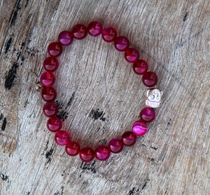 Pulsera ajustable con abalorio unisex, cuentas de ónix Rosa natural, estilo religioso clásico, patrón de números, regalo de aniversario, Perla principal - Product Image 2