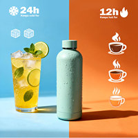 Bouteille d'eau réutilisable en acier inoxydable 18/8 de qualité alimentaire à double paroi isolée, 350ML, 500ML, 750ML, 1000ML, pour commande en gros