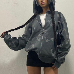 ผู้ผลิตเสื้อผ้าฮิปฮอปสตรีทแวร์ลำลองเท่ๆ ยอดนิยม รับผลิตเสื้อฮู้ดดี้ผู้หญิงแบบซิปเต็มตัว พิมพ์ลายกราฟิกตามสั่ง - Product Image 3