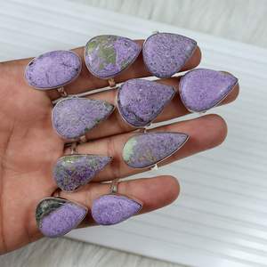 Exquisita piedra preciosa de Stichtite púrpura de la mejor calidad, anillo Chapado en plata, bisel, cabujón de purpurita, joyería fina para anillo de bodas - Product Image 6