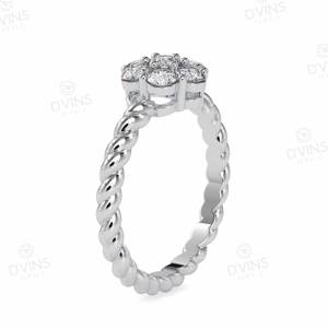 14/18kt 0.50 tcw แหวนหมั้นเพชรธรรมชาติตัดวงรีพร้อมรัศมีทอง18K คลาสสิกสำหรับงานแต่งงานและงานปาร์ตี้ - Product Image 2