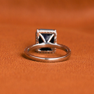 18KT <b>Solid</b> Gold Emerald Cut Hidden Halo Engagement Ring Luxury Fashion Lab Grown Dark Blue Diamond Trendy Style Certified Ring - Product Image 5