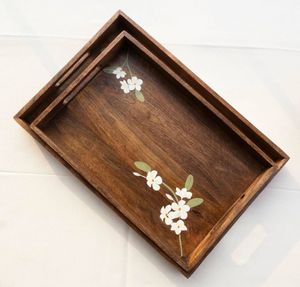 Bandeja de servicio de madera de mango de estilo clásico, vajilla ecológica hecha a mano, utensilios de cocina, bandeja de Color Natural más vendida, Mesa - Product Image 5