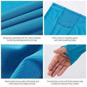 Polyester Bambou Imperméable Anti-UV pour Hommes et Femmes Protection UV Cool Manches Longues UPF 50 + Chemises De Pêche Avec Capuche - Product Image 6