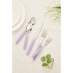 Set of 5 Stainless Steel <b>Flatware</b> Cutlery Purple Bone Handles Stylish Hotel Ware Restaurant Silverware Cutlery Premium Quality - Product Image 6