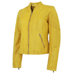 Nuevo abrigo de motorista de piel sintética XL para mujer de primavera, chaqueta de calle amarilla con cuello alto largo y ropa de abrigo de moda holgada - Product Image 2