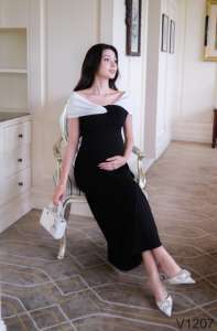 High Quality Summer Maternity Dress V1207 Vietnam ODM Short Sleeve Sweat-Absorbent Soft Comfortable Fabric Anti-Shrink - Product Image 5