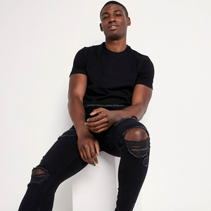 เสื้อยืดผ้าฝ้ายผู้ชายสีทึบอีลาสเทนสีพื้นเสื้อใส่เล่นกีฬาใส่ไปยิมฟิตเนสแบบ95% โลโก้ได้ตามต้องการ - Product Image 1