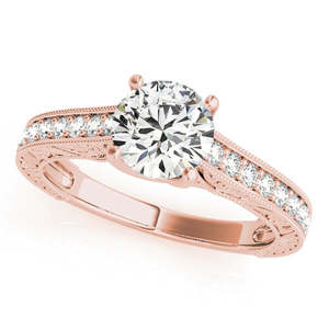 Ensemble de mariage vintage en or rose 18 carats avec bague de fiançailles en diamant de 2,50 carats, style vintage élégant - Product Image 1
