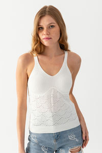 Halter Collar Hole Knitwear Athlete <b>Women's</b> Athlete Strap Knitwear Stylish and Elegant Athlete - Product Image 3
