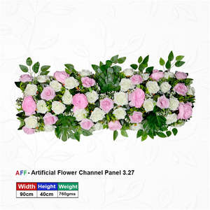 Artificial Flower Factory Enchanted Pink & Ivory Rose Channel Panel Soft Blush & Creamy White Floral Row 90cm Elegant - Product Image 2