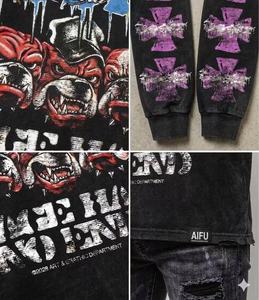 T-shirt Personalizzata Vintage Oversize in Cotone Pesante con Grafica Bulldog, Manica Lunga, Streetwear da Uomo per Hip Hop - Product Image 2