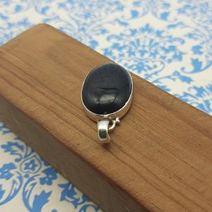 925 plata esterlina sólida elegante sobrio encanto colgante elegante bisel ajuste forma ovalada Natural negro ónix piedra preciosa 925 sello - Product Image 3