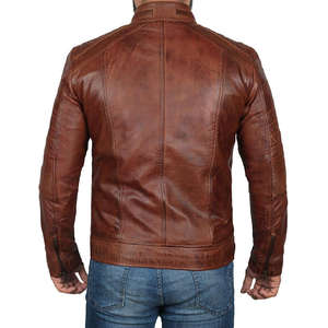 100% veste en cuir élégant en cuir véritable pour hommes coupe ajustée personnalisée - Product Image 3