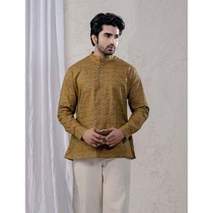 Kurta décontracté imprimé 100% coton pour hommes, chemise décontractée à motif floral pour hommes avec manches longues, tissu popeline respirant - Product Image 3