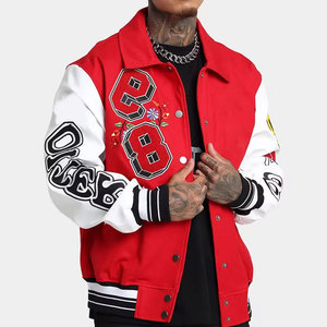 Custom Logo Men's Lettermen <b>Jacket</b> with Turn Down Collar High Street Style <b>Canvas</b> Design - Product Image 6