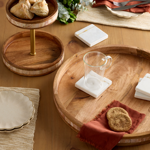 Meilleure vente ronde nacre plateau en bois vadrouille plateau de service organisateur en bois affichage Table décor pas cher en gros du Vietnam - Product Image 5