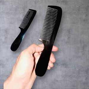 Peigne à manche en corne de buffle noir naturel multi-styles Peigne à queue de massage pour le corps et le cuir chevelu Peigne en ligne pour les soins personnels - Product Image 2