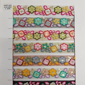 ขอบประดับด้วยผ้าโปร่งบางเนื้อนิ่มลายเรขาคณิตประดับมุกปักขอบลูกปัดสำหรับรองเท้าและเครื่องแต่งกาย - Product Image 1