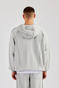 Sweat à capuche épais de haute qualité pour homme, 500 g/m², fermeture éclair, coton, molleton français, coupe ample, surdimensionné, broderie personnalisée, épaules tombantes - Product Image 2