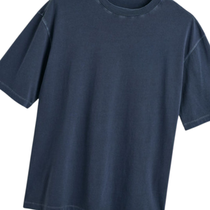 T-shirt oversize en coton lourd délavé bleu marine pour homme, streetwear de haute qualité, logo personnalisé, fournisseur d'usine OEM, décontracté - Product Image 2