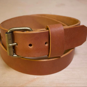 Cinturón de cuero hecho a mano de vaca fuerte con aleación para regalo de hebilla con garantía de por vida - Product Image 1