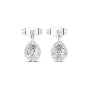 Boucles d'oreilles élégantes en diamant en forme de ronde et de poire cultivées en laboratoire en or massif 10K/14K/18K Conception personnalisée pour femmes disponible en gros - Product Image 1