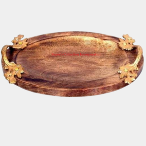 Bandeja de madera de gran tamaño para servir, los accesorios de utensilios de cocina de Hotel para el hogar más vendidos con mango de Metal dorado para uso en bodas - Product Image 2
