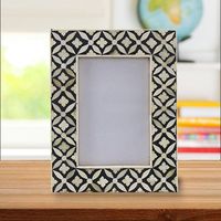 Cadre photo décoratif personnalisé avec incrustation d'os fait main, logo sur mesure, décoration de table moderne, article cadeau pour la maison